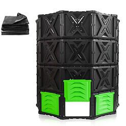 SQUEEZE master XXL Large Compost Bin Outdoor- 720L /190 Gallon-Easy Assembly-No Screws-Sturdy & Durable-Green Door