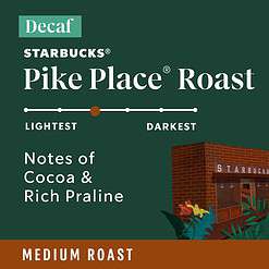 Starbucks K-Cup Coffee Pods, Medium Roast Coffee, Decaf Pike Place Roast, 100% Arabica, 4 boxes (96 pods total)