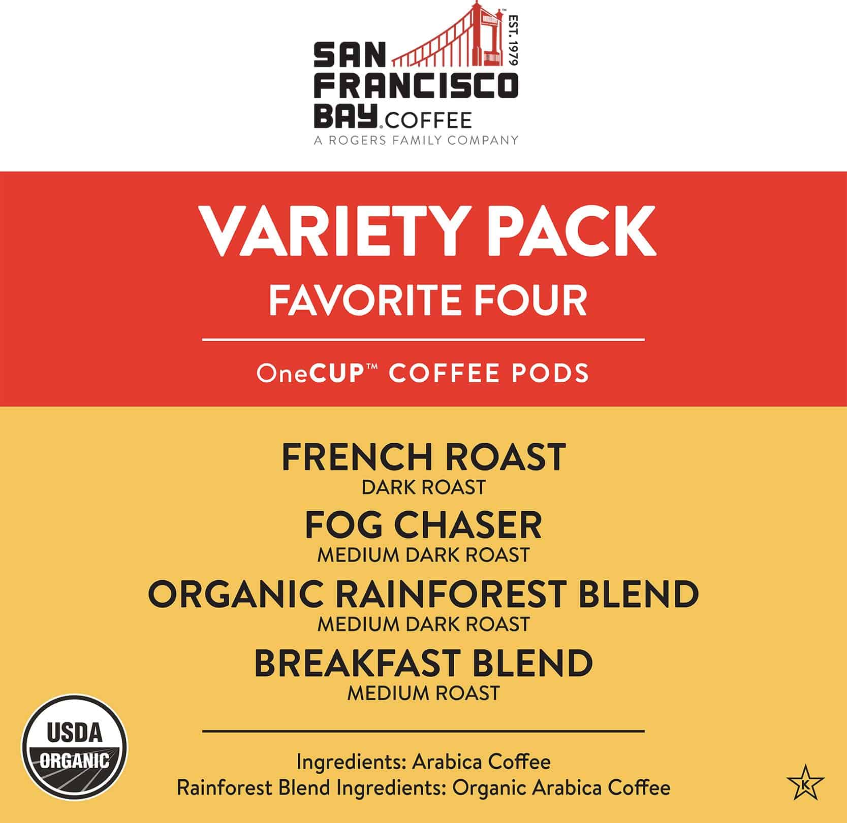 San Francisco Bay Compostable Coffee Pods, Original Variety Pack (120 Ct) K Cup Compatible including Keurig 2.0, Organic Rainforest
