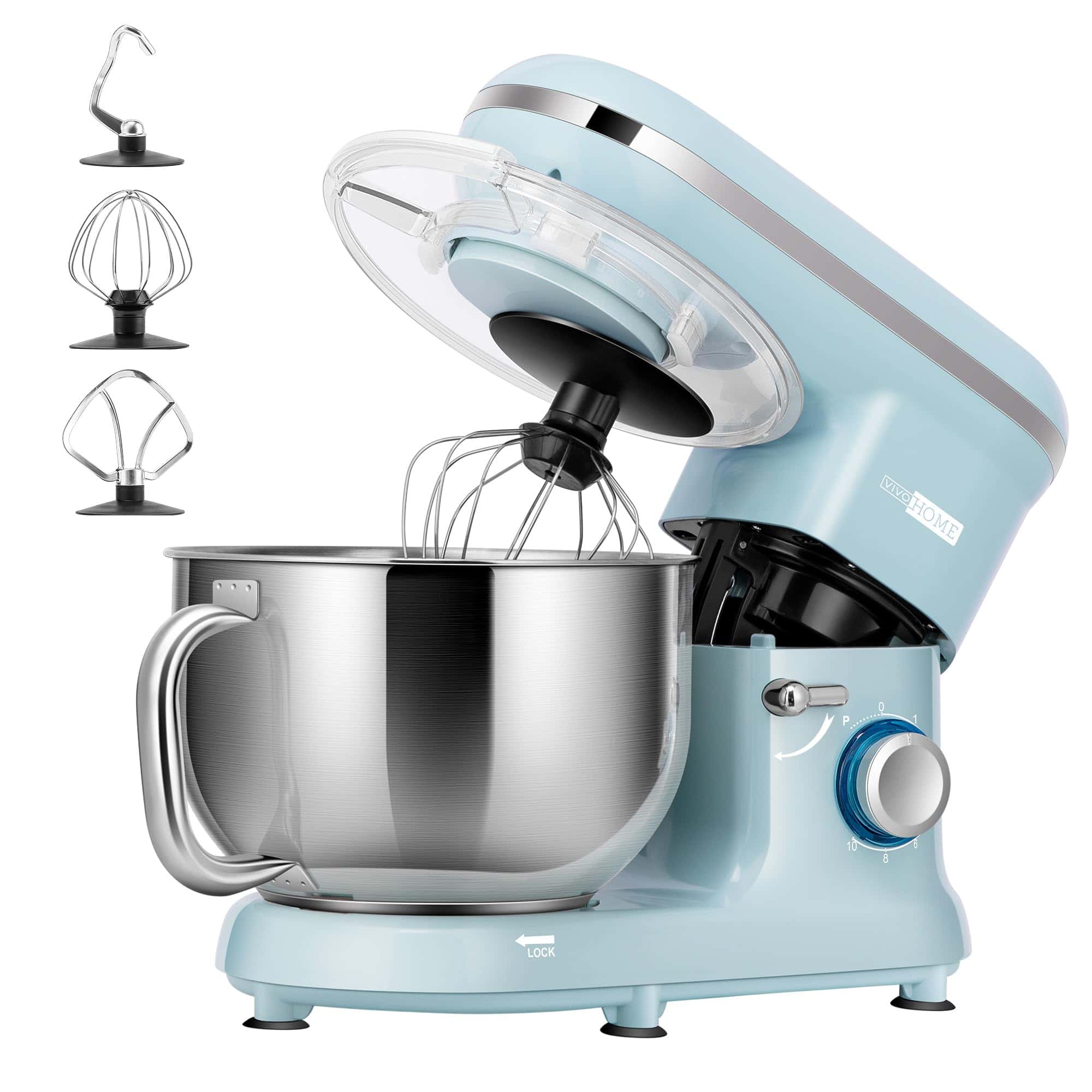 VIVOHOME Stand Mixer, 660W 10 Speed 6 Quart Tilt-Head Kitchen Electric Food Mixer, Blue