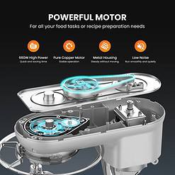 VIVOHOME Stand Mixer, 660W 10 Speed 6 Quart Tilt-Head Kitchen Electric Food Mixer, Silver