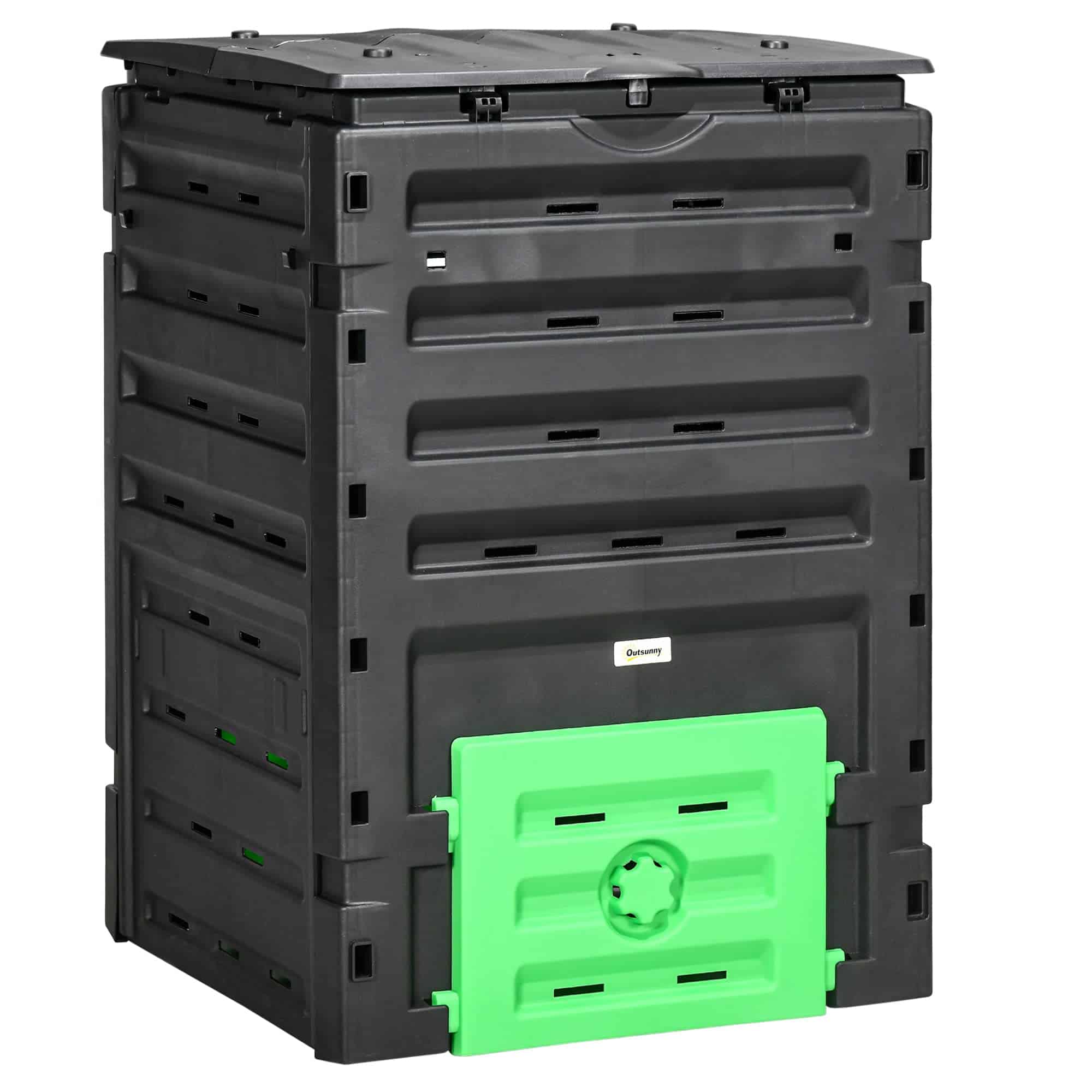 Outsunny Garden Compost Bin, 120 Gallon (450L) Garden Composter, Black