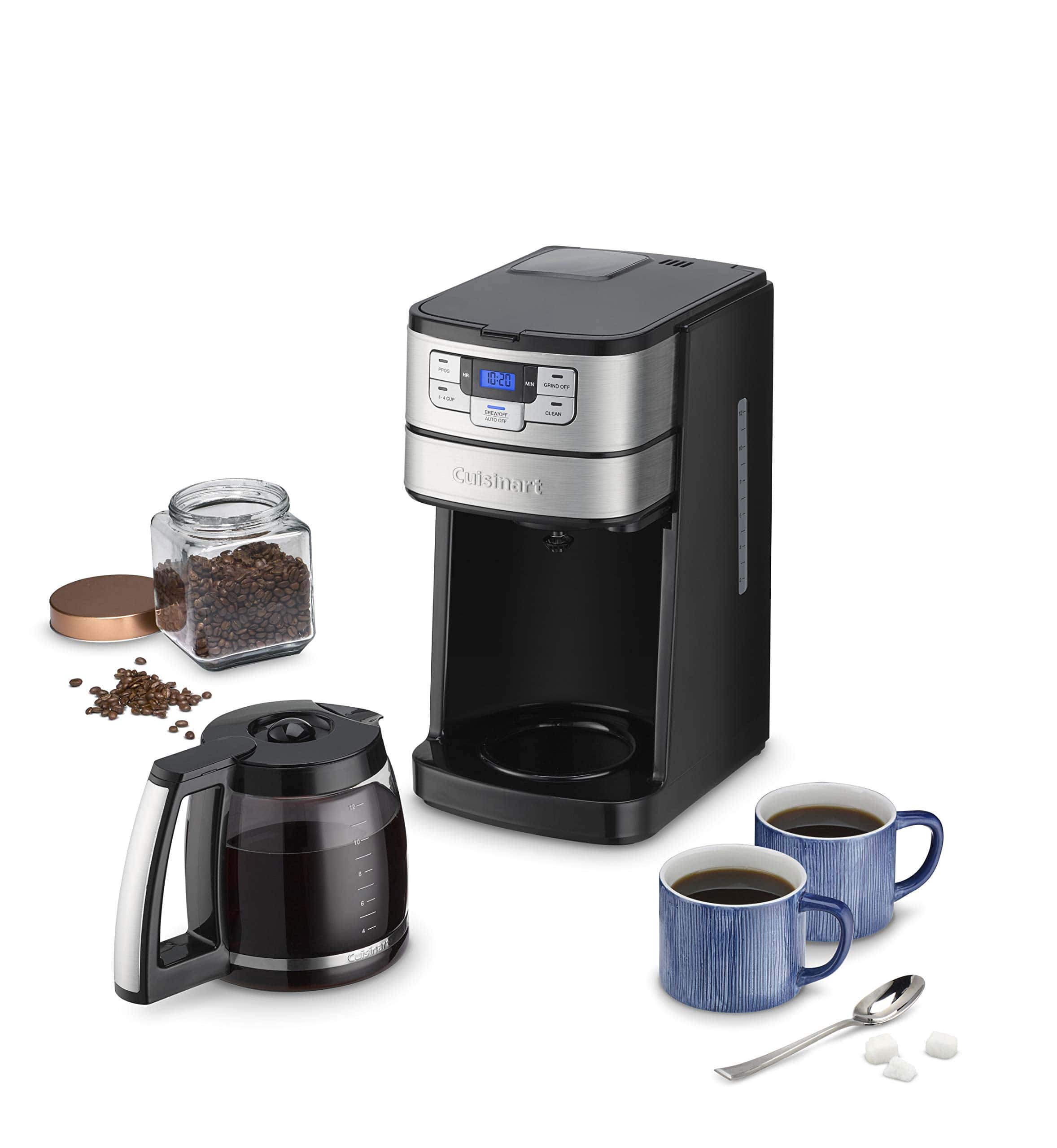 Cuisinart DGB-400 Automatic Grind and Brew 12-Cup Coffeemaker with 1-4 Cup Setting and Auto-Shutoff, Black/Stainless Steel