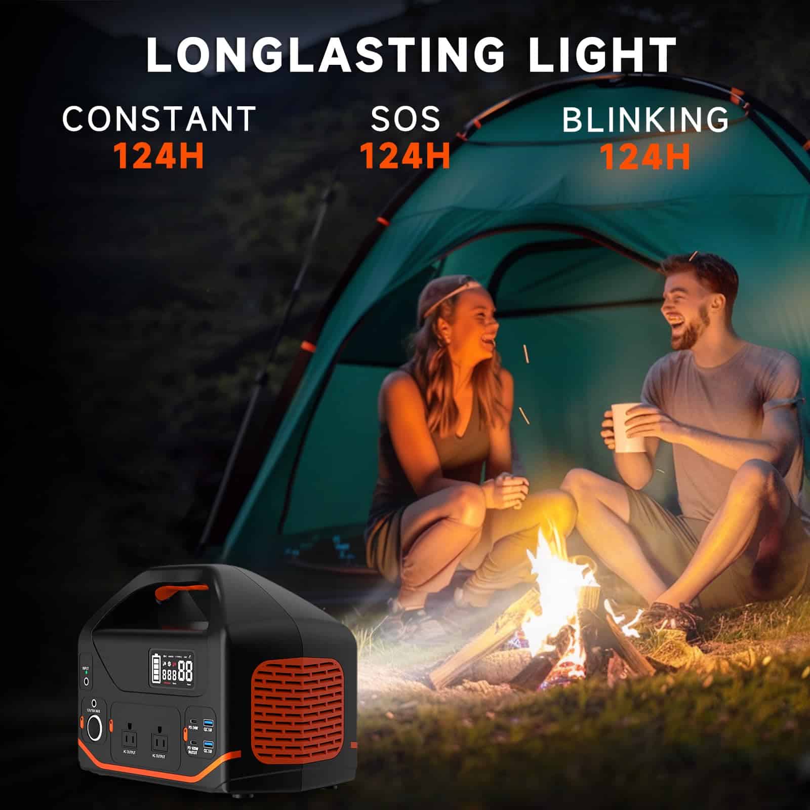 Portable Power Station 600W, Quiet Generator for Camping Travel Emergency CPAP Survival Backup Outdoor Apartment