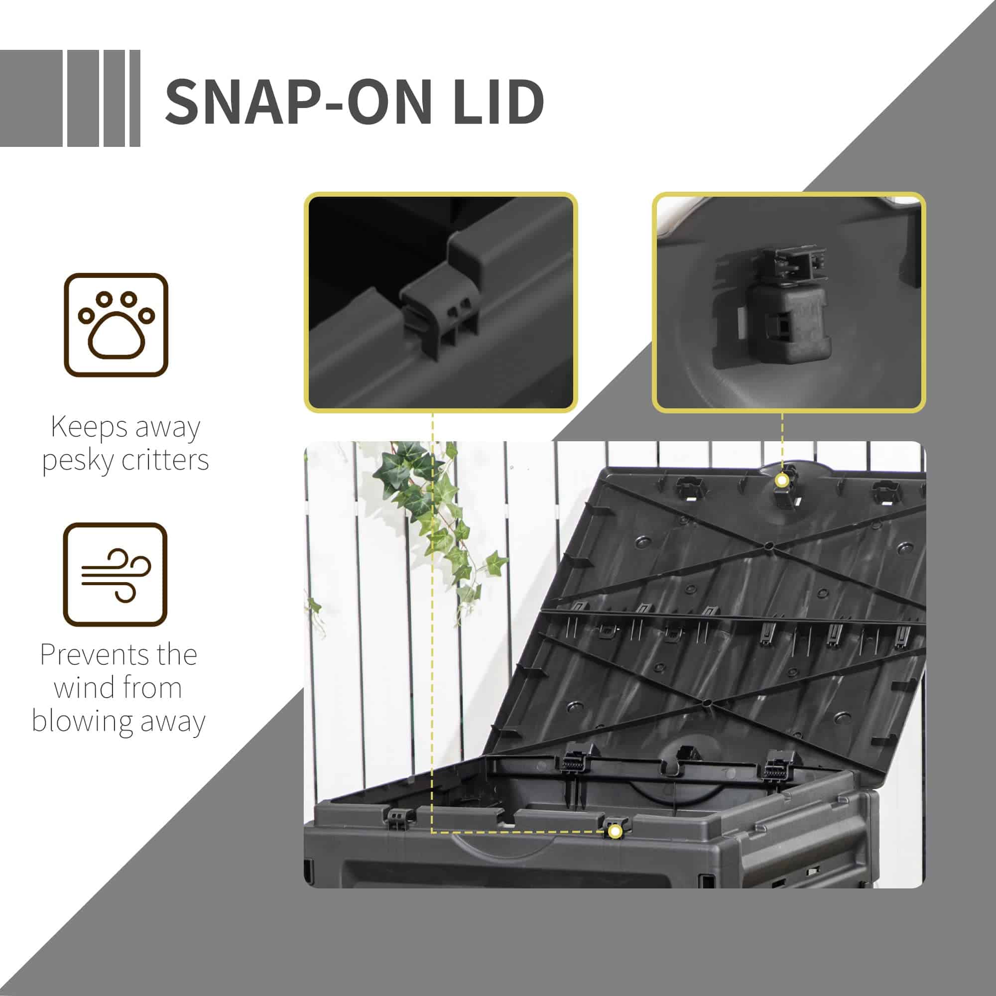 Outsunny Garden Compost Bin, 120 Gallon (450L) Garden Composter, Black