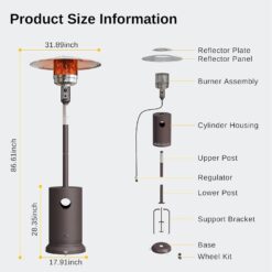 EAST OAK 48,000 BTU Patio Heater for Outdoor Use With Round Table Design, Double-Layer Stainless Steel Burner and Wheels, Bronze