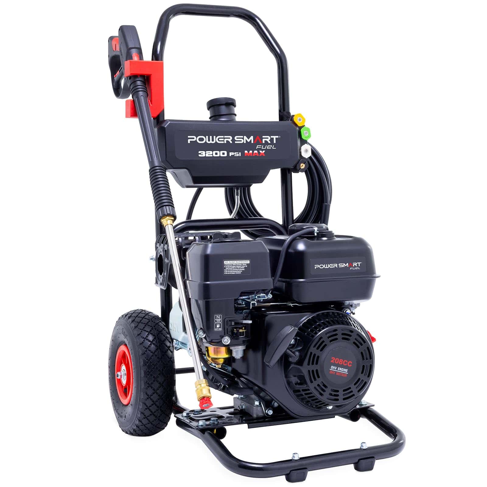 PowserSmart Gas Pressure Washer 3200 PSI, 2.5 GPM with Soap Tank, Metal Spray Wand, 5 Nozzles for House, Driveways (DB1051)