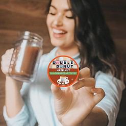 Double Donut Flavored Decaf Coffee, Decaf Hazelnut Coffee, Medium Roast, 80 Count (Pack of 1)