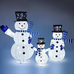 JOIEDOMI 3 Pcs 3D Christmas Collapsible Snowman Yard Light 270 Pre-Lit LED Cool White Lights for Indoor Outdoor Garden Holiday Décor