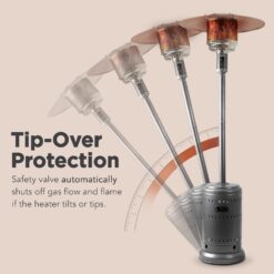 Amazon Basics 46,000 BTU Outdoor Propane Patio Heater with Wheels, Commercial & Residential, Slate Gray