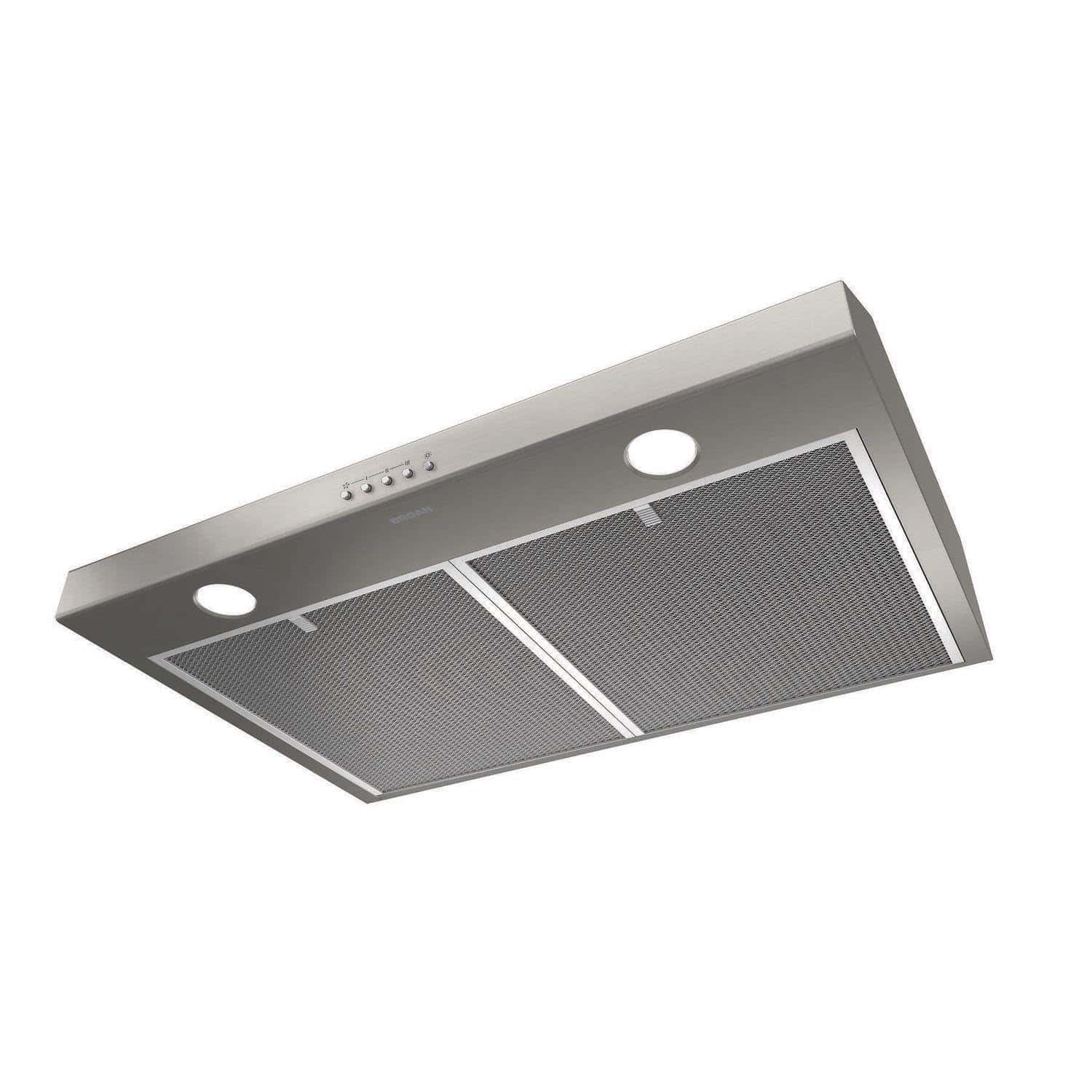 Broan-NuTone BCSQ130SS Three-Speed Glacier Under-Cabinet Range Hood with LED Lights ADA Capable, 30-Inch, Stainless Steel
