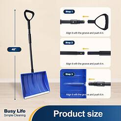 Yocada Snow Shovel for Driveway Home Garage Snow Removal with D-Grip Handle Aluminum Strip Heavy Duty 48 inch Long