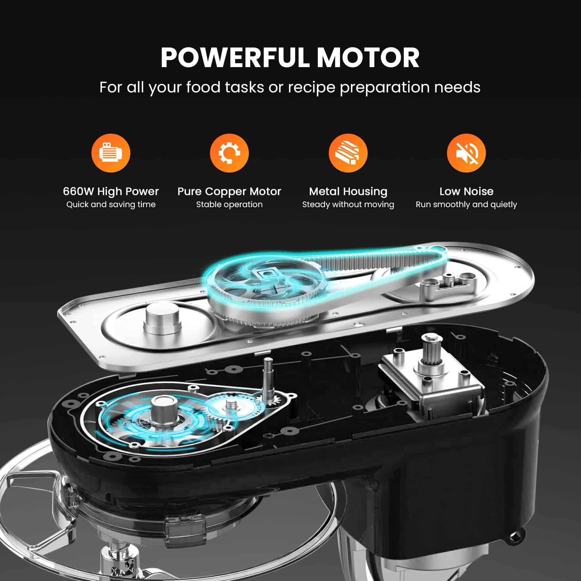 VIVOHOME Stand Mixer, 660W 10 Speed 6 Quart Tilt-Head Kitchen Electric Food Mixer, Black