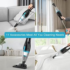 Intercleaner Corded Vacuum Cleaner, 15KPa Powerful Suction with 400W Motor, 12 in 1 Lightweight Bagless Stick Vac