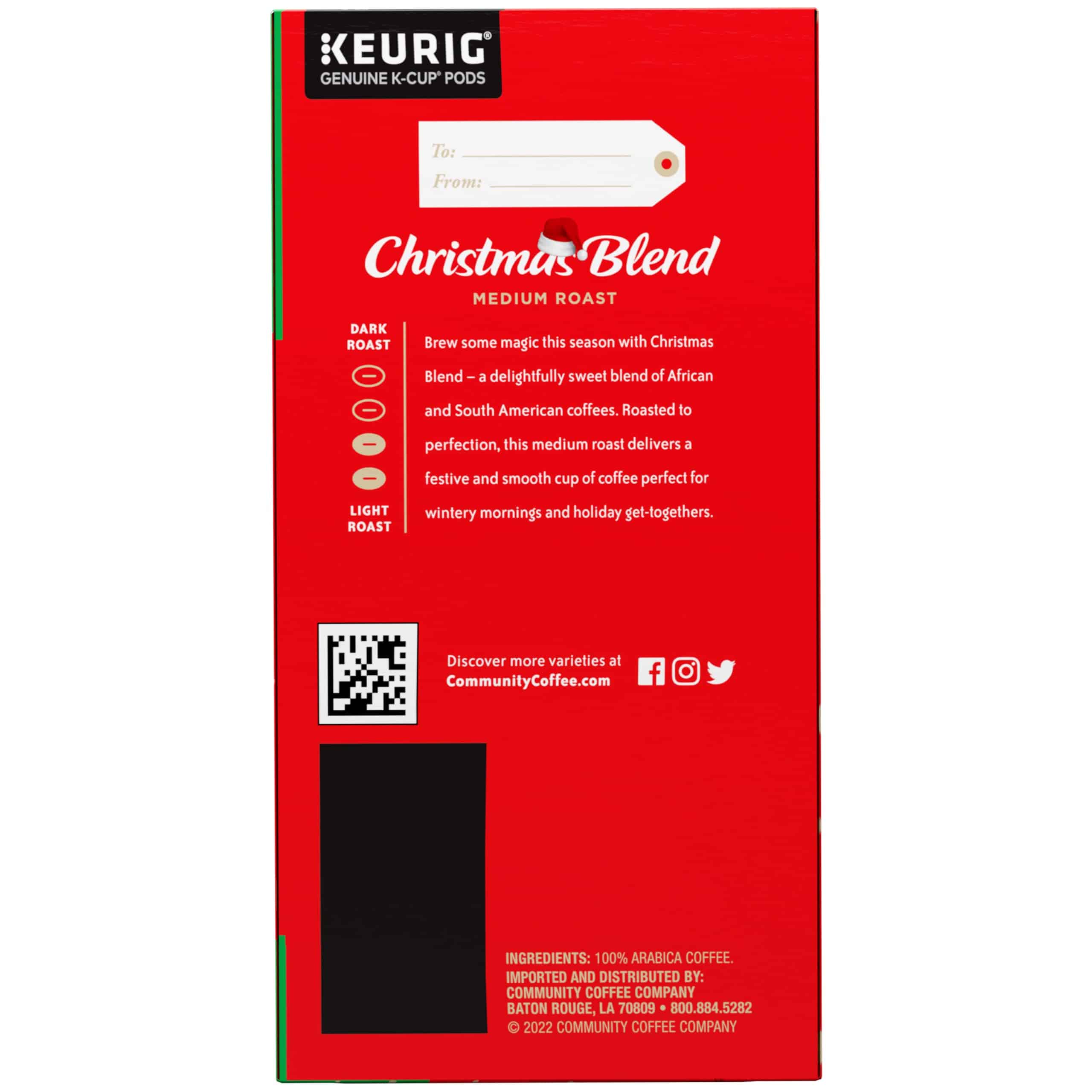 Community Coffee Christmas Blend, Medium Roast 96 Count Coffee Pods, Compatible with Keurig K-Cup Brewers