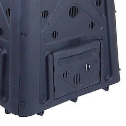 Redmon 65 Gallon Outdoor Compost Bin with Snapping Lift Off Lid, 4 Door Access, Black