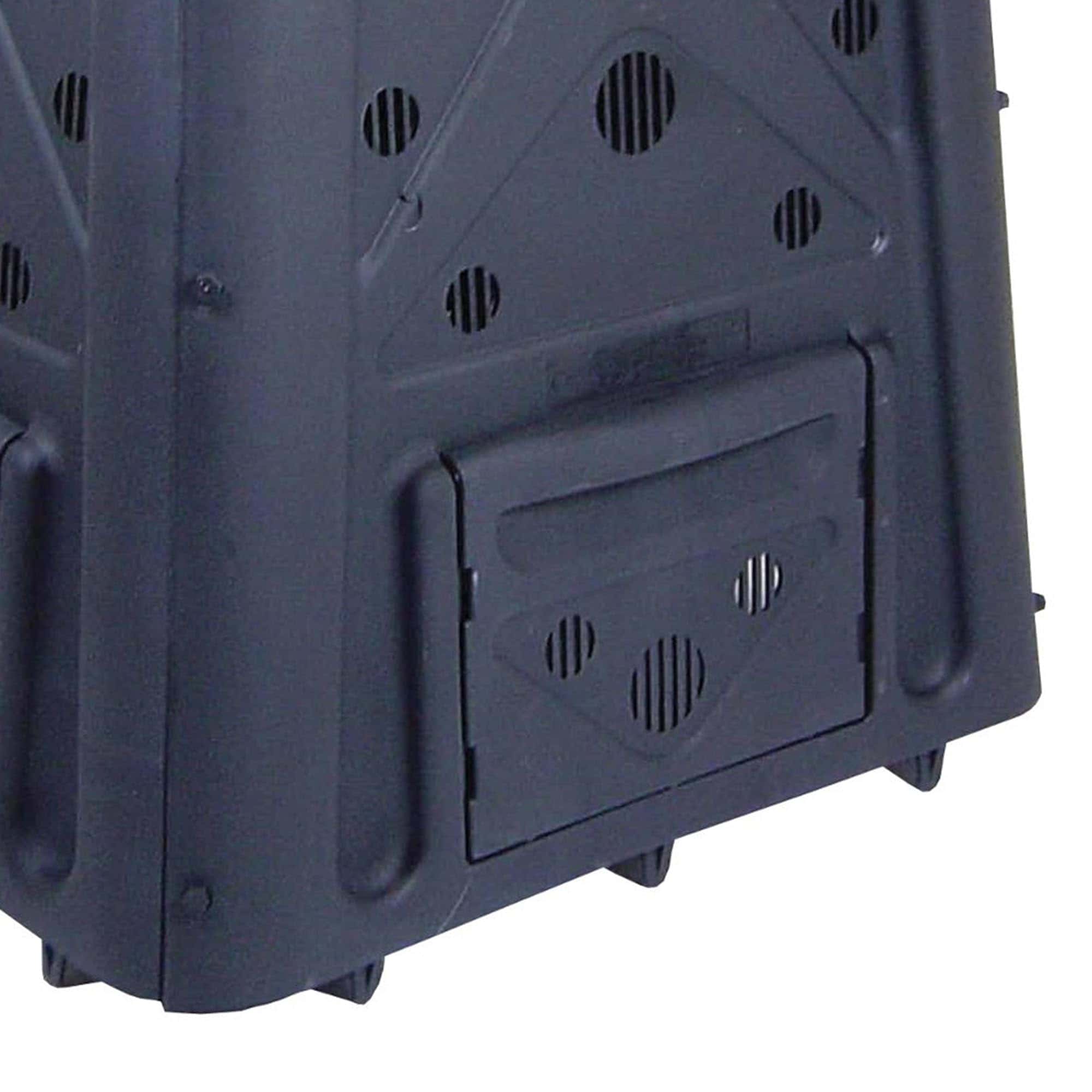 Redmon 65 Gallon Outdoor Compost Bin with Snapping Lift Off Lid, 4 Door Access, Black