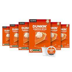 Dunkin’ Pumpkin Spice Coffee, Limited Edition Fall Coffee, K Cup Pods , 10 Count Boxes (Pack of 6)