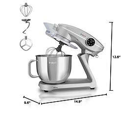 Instant Pot Stand Mixer Pro, 600W 10-Speed Electric Mixer with Digital Interface, 7.4-Qt Stainless Steel Bowl, Silver