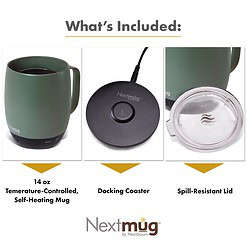 Nextmug Temperature Controlled, Self-Heating Coffee Mug (Sage - 14 oz.)