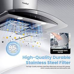 COMFEE Curved Glass Range Hood 30 Inch 450 CFM 3 Speed Gesture Sensing (CVG30W9AST)