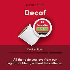 Tim Hortons Decaf, Medium Roast Coffee, Single-Serve K-Cup Pods Compatible with Keurig Brewers, 100ct K-Cups
