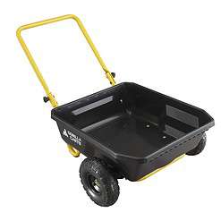 Gorilla Carts GCR-4 Poly Dump Cart, 2-Wheel Garden Wagon with Foldable Handle, 4 cu ft, 300 lb. Capacity, Black/Yellow