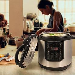 MegaChef MCPR120A 8 Quart Digital Pressure Cooker with 13 Pre-set Multi Function Features, Stainless Steel