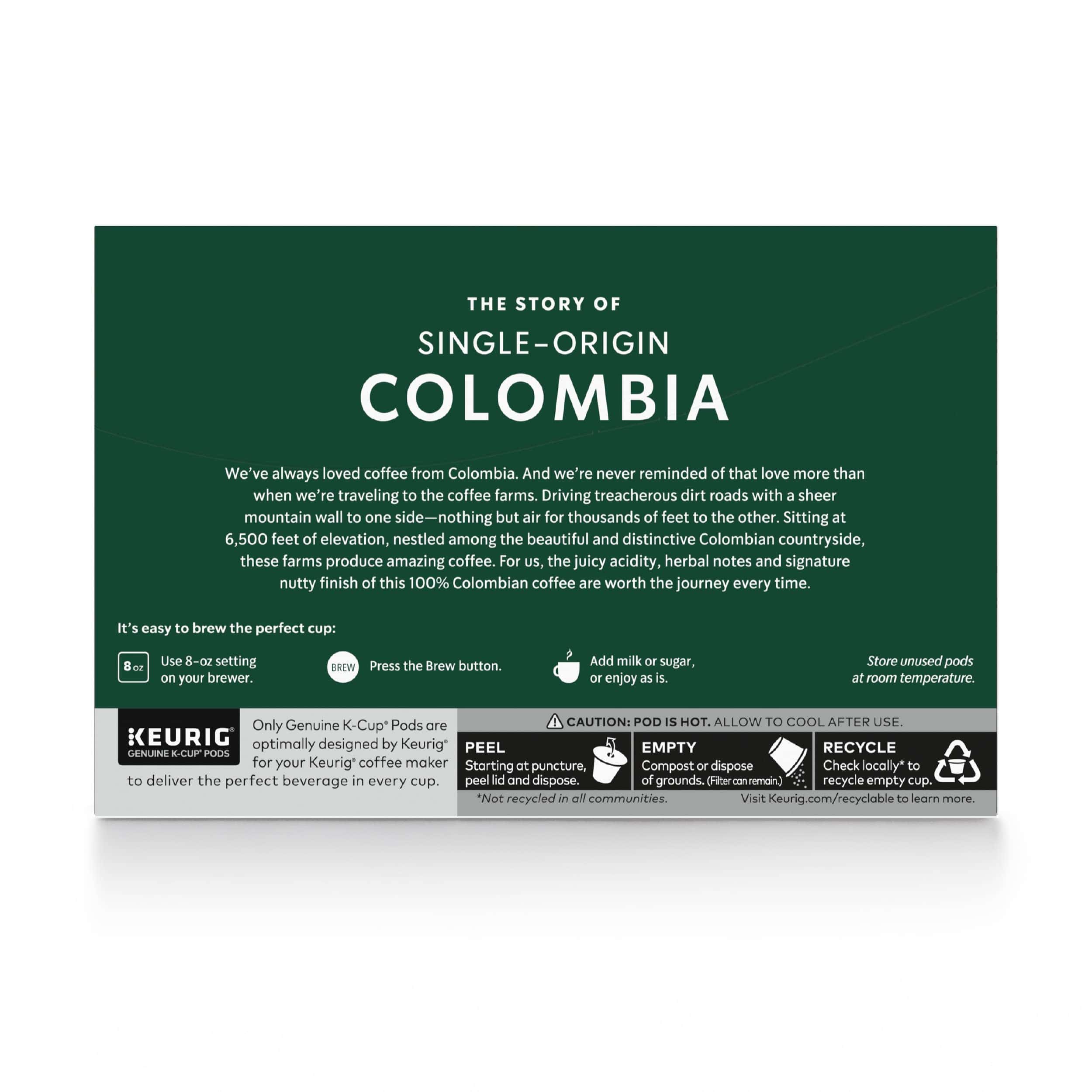 Starbucks K-Cup Coffee Pods, Medium Roast Coffee, Colombia, 100% Arabica, 6 boxes (60 pods total)