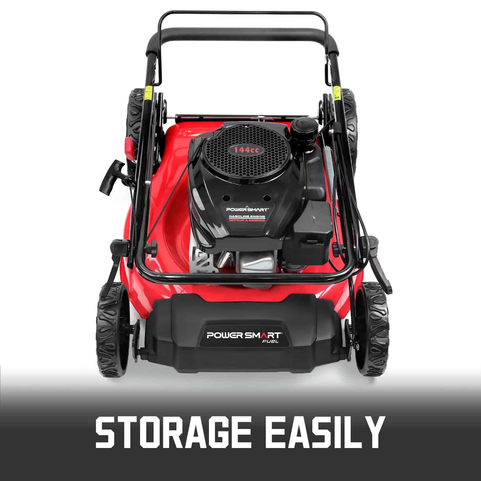 PowerSmart 21 in. Gas Lawn Mower, 144cc 2-in-1 Mulching Push Mower with 6-Positions Height Adjustment, High Rear Wheels