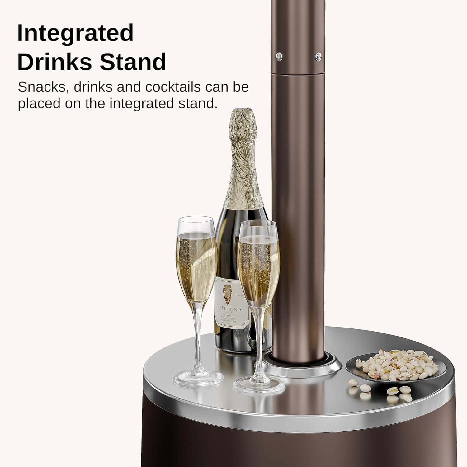 EAST OAK 50,000 BTU Patio Heater with Sand Box, Table Design, Double-Layer Stainless Steel Burner, Wheels, Triple Protection System, Outdoor Heater