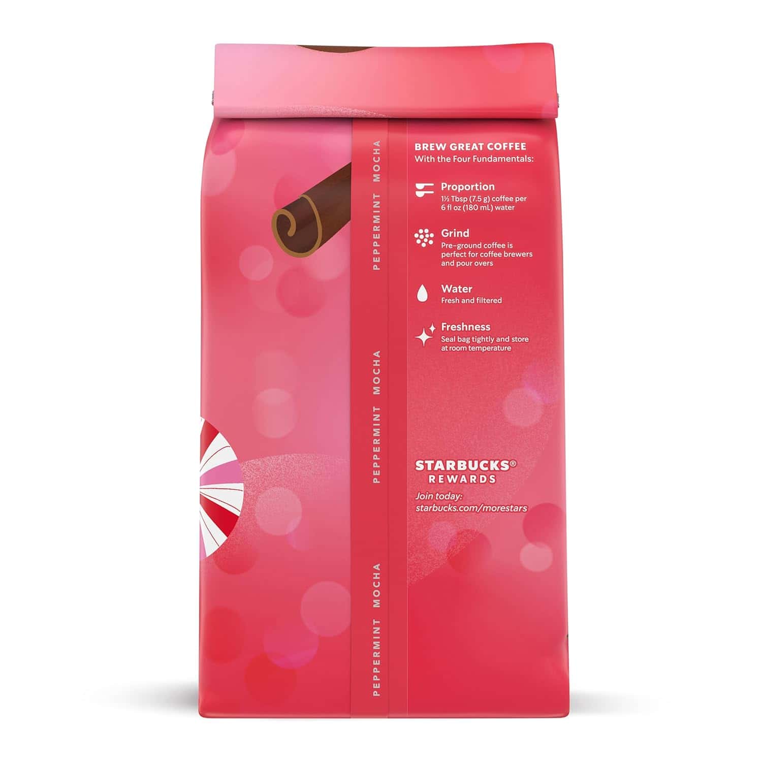 Starbucks Ground Coffee, Peppermint Mocha Naturally Flavored Coffee, Limited Edition Holiday Coffee, 6 Bags (11 Oz Each)