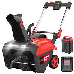 PowerSmart 80V MAX Cordless Snow Blower, 21-Inch Single Stage with 6.0Ah Battery and Charger (DB2801RB)