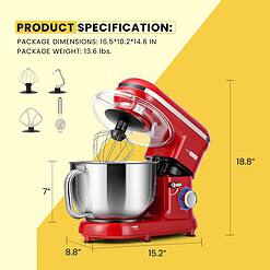 VIVOHOME Stand Mixer, 660W 10 Speed 6 Quart Tilt-Head Kitchen Electric Food Mixer with Beater, Red
