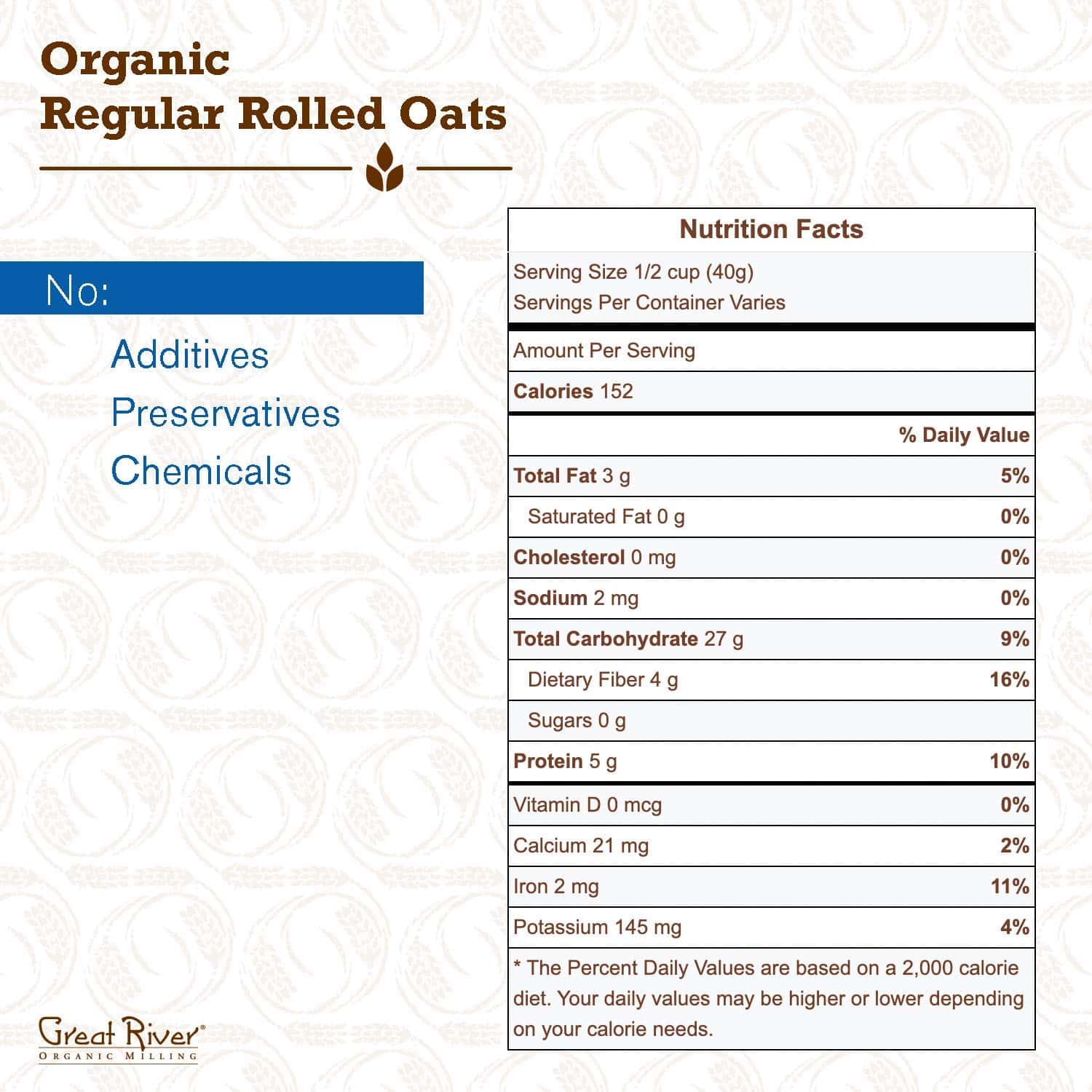 Great River Organic Milling, Oatmeal, Regular Rolled Oats, Organic, 25-Pounds (Pack of 1)