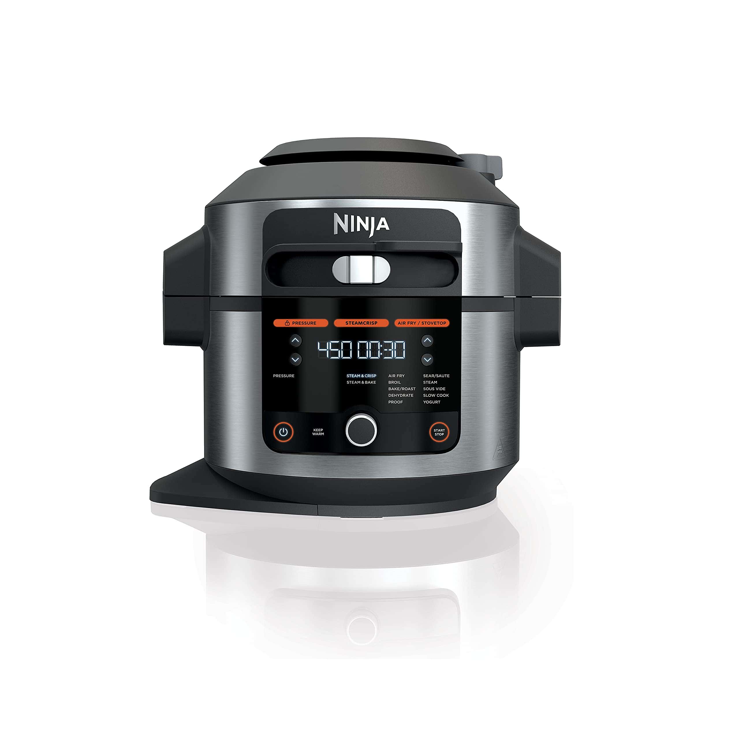 Ninja OL500 Foodi 6.5 Qt. 14-in-1 Pressure Cooker Steam Fryer with SmartLid, Silver/Black