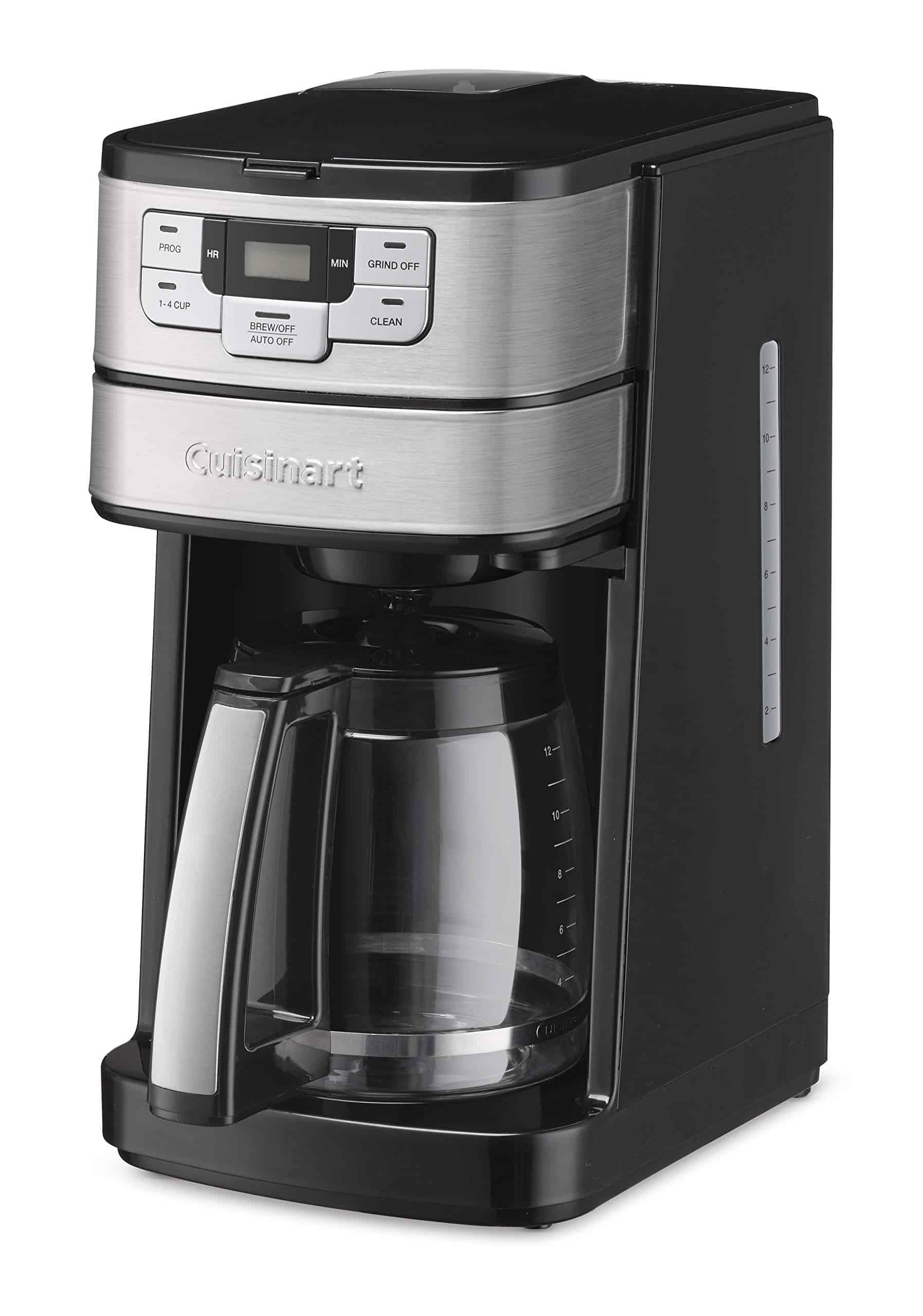 Cuisinart DGB-400 Automatic Grind and Brew 12-Cup Coffeemaker with 1-4 Cup Setting and Auto-Shutoff, Black/Stainless Steel