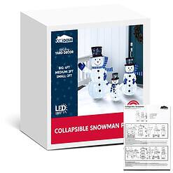JOIEDOMI 3 Pcs 3D Christmas Collapsible Snowman Yard Light 270 Pre-Lit LED Cool White Lights for Indoor Outdoor Garden Holiday Décor