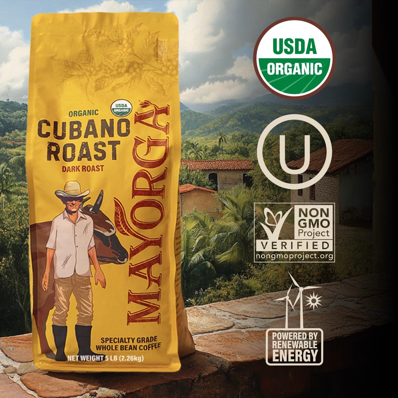 Mayorga Dark Roast Coffee 5lb bag Cubano Roast Coffee Arabica Café Whole Coffee Beans, Smoothest Organic Coffee - Image 5