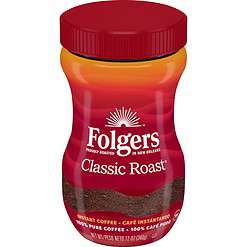 Folgers Classic Roast Instant Coffee, 12 Ounces (Pack of 6)