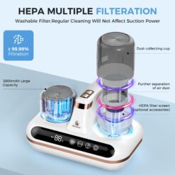Amzany Bed Vacuum Cleaner - 5-in-1 Cordless Mattress Vacuum Cleaner, Powered by UV-C Light & Ultrasonic Technology