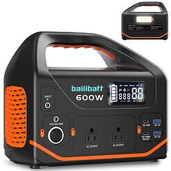 Portable Power Station 600W, Quiet Generator for Camping Travel Emergency CPAP Survival Backup Outdoor Apartment