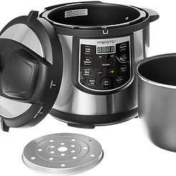 Presto 02141 6-Quart Electric Pressure Cooker, Black, Silver, Stainless steel