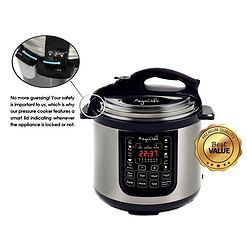MegaChef MCPR120A 8 Quart Digital Pressure Cooker with 13 Pre-set Multi Function Features, Stainless Steel