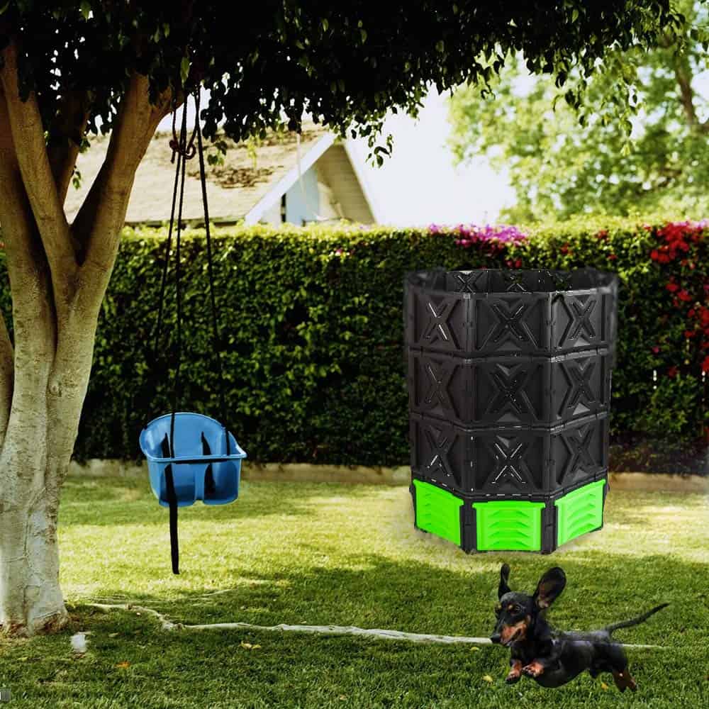 SQUEEZE master XXL Large Compost Bin Outdoor- 720L /190 Gallon-Easy Assembly-No Screws-Sturdy & Durable-Green Door