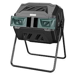 EAST OAK Compost Tumbler Outdoor, 43-Gal Dual Chamber Compost Bin with 2 Sliding Door and Aeration System