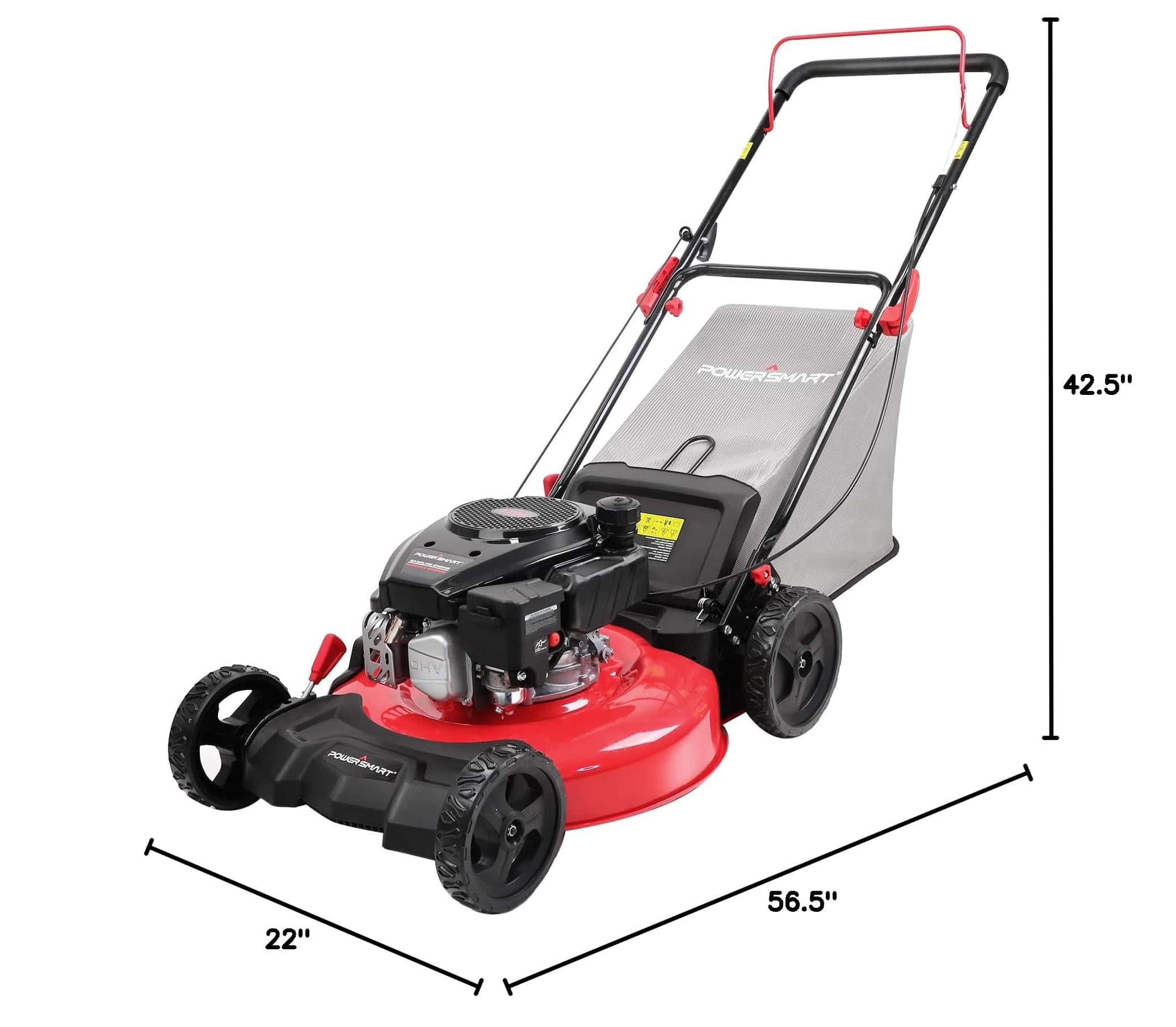 PowerSmart Gas Lawn Mower 21-Inch 144 cc OHV Engine 3-in-1 Push Mower with Bagging 2024 Version
