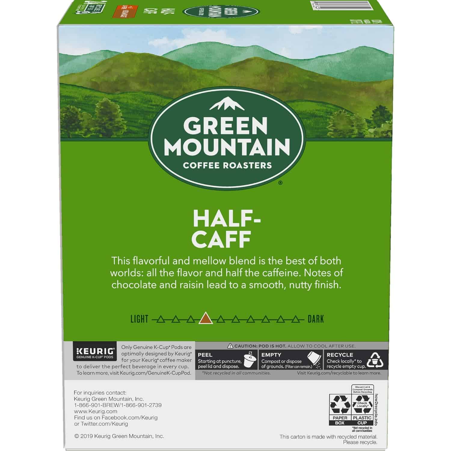 Green Mountain Coffee Roasters Half Caff Coffee, Keurig Single-Serve K-Cup pods, Medium Roast, 96 Count