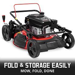 PowerSmart Gas Lawn Mower 21-inch, 144cc OHV Engine 3-in-1 Rear Bag, Mulch and Side Discharge, 6-Position Height Adjustment