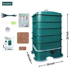 The Original VermiHut Plus 5-Tray Worm Compost Bin – Easy Setup and Sustainable Design